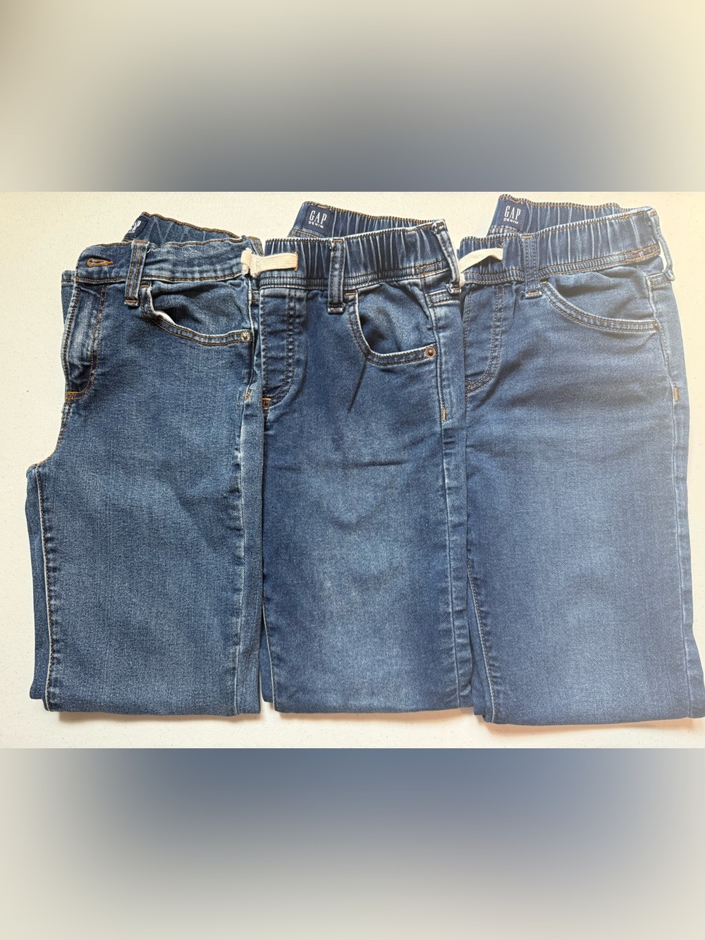 Boys GAP Kids Dark Blue Denim Jeans Trio - Elastic Waist (3 piece)